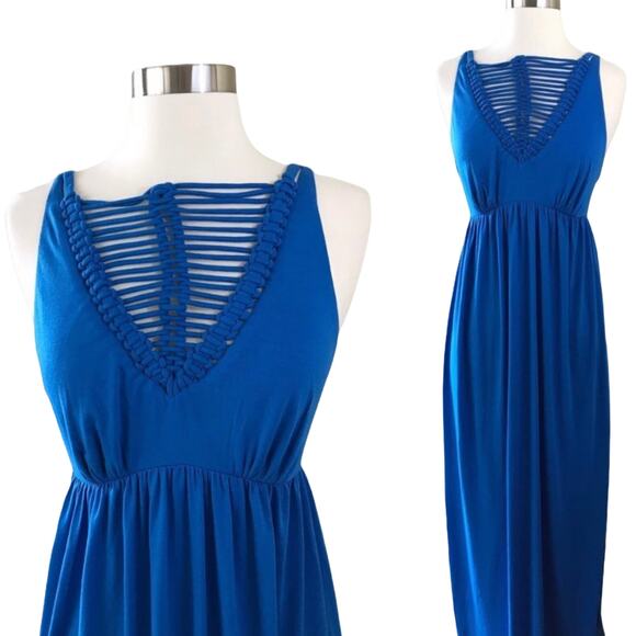 SUSANA MONACO Maxi Dress Blueberry Blue Sleeveless Empire Elastic Waist Sm NWT - Picture 3 of 8